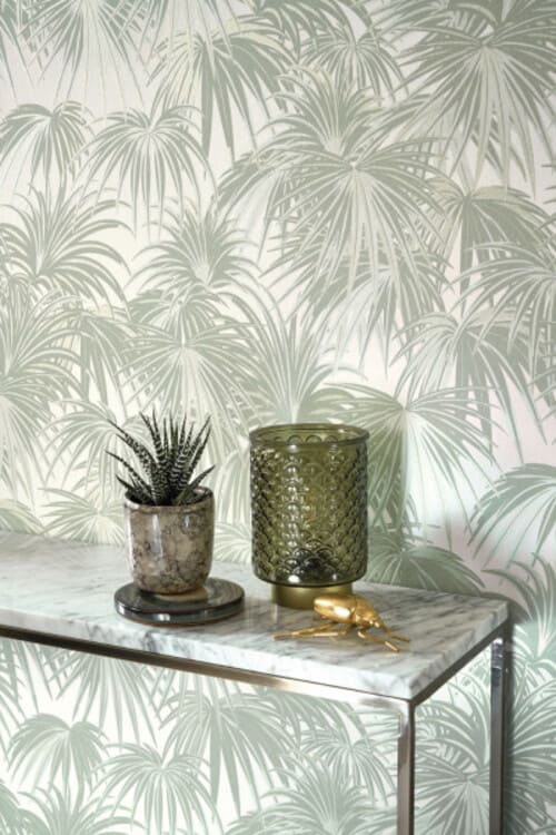 papier peint blanc végétal avec des palmiers