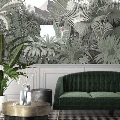 papier peint panoramique avec une végétation tropicale