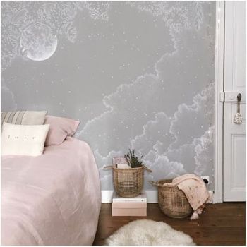 papier peint panoramique gros avec des nuages et la lune