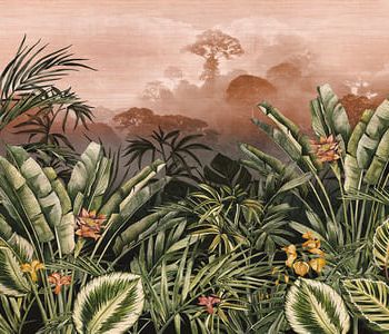 Décor panoramique représentant une jungle tropicale et luxuriante