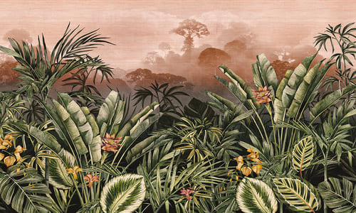 Décor panoramique représentant une jungle tropicale et luxuriante