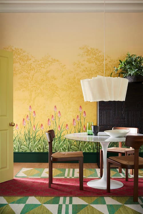 papier peint haut de gamme floral jaune