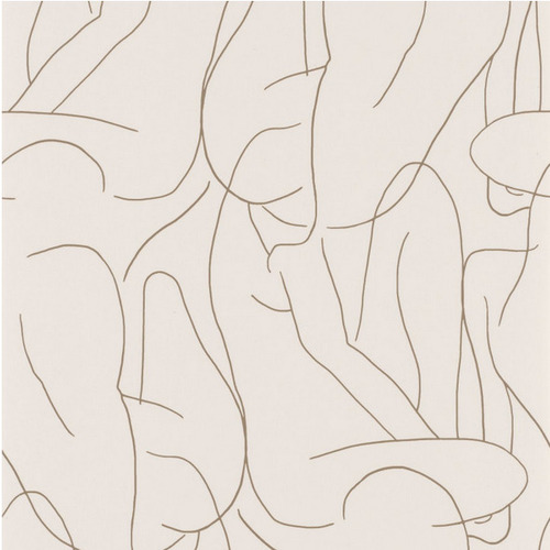 papier peint beige avec des dessins filaires de corps de femmes