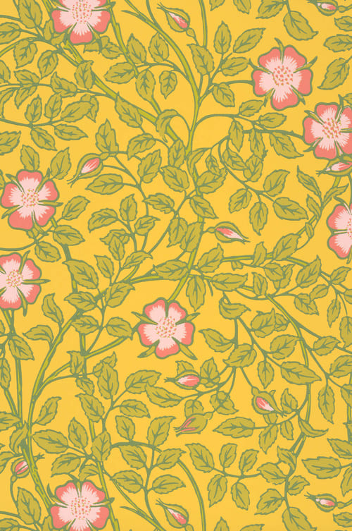 papier peint floral jaune
