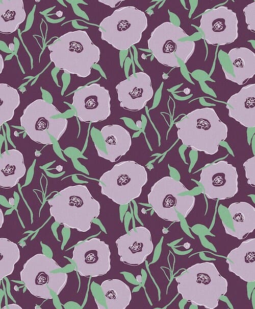 Papier peint floral violet de la marque MASUREEL.