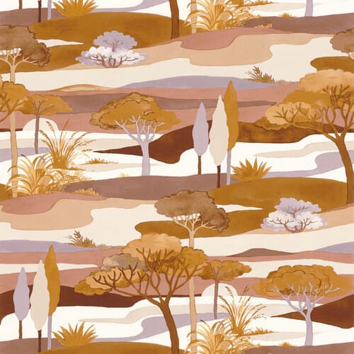 papier peint avec un paysage emblématique du cap ferret, on y voit des dunes et différents espèces d'arbres