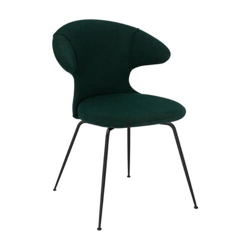 Chaise verte foncée rembourrée design avec les pieds noir