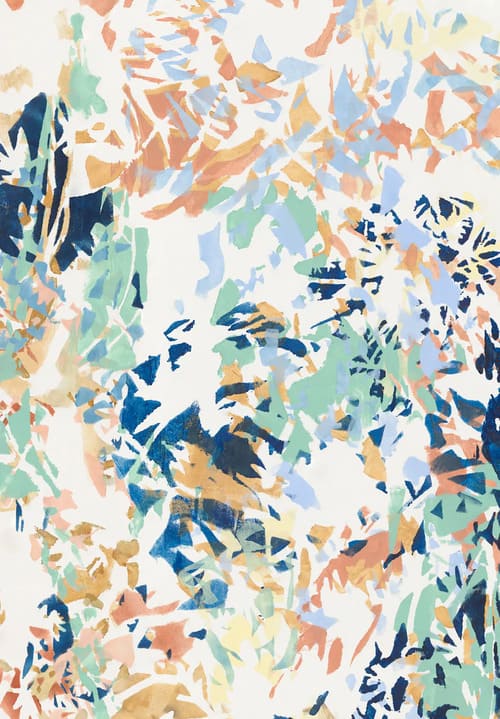 Papier peint panoramique coloré avec des motifs abstraits qui se superposent