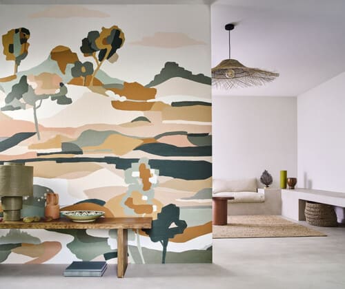 papier peint panoramique avec un paysage abstrait
