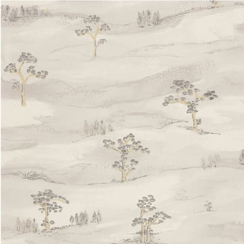 Papier peint représentant un jardin japonais dans des tons beige