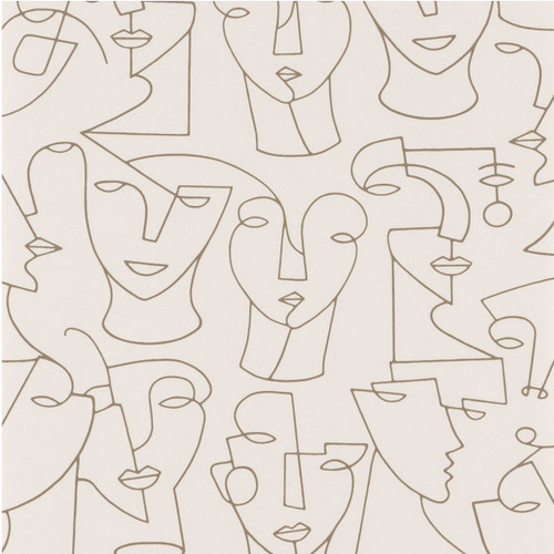 papier peint beige avec des dessins de visages
