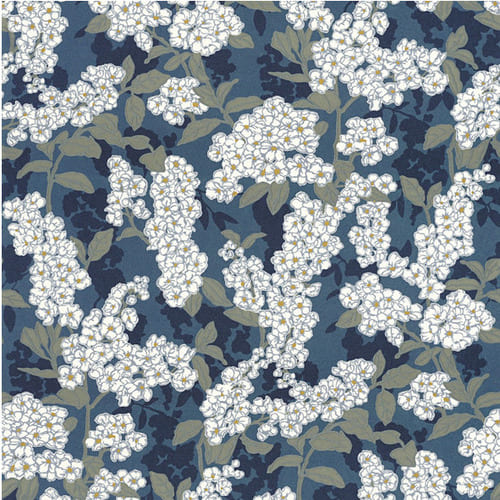 Papier peint floral bleu, d'inspiration japonaise